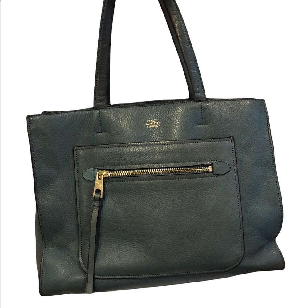 Blue leather Vince Camuto large shoulder bag